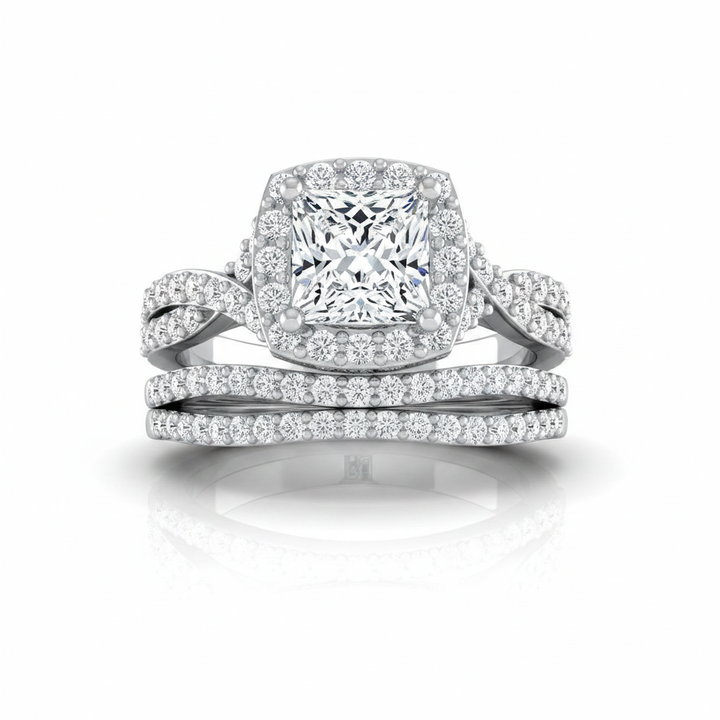 The Clementine Matching Wedding Band, Princess in 18K White Gold