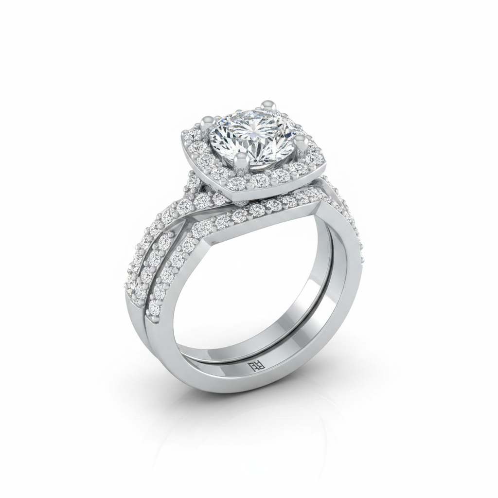 The Clementine Matching Wedding Band, Round in 18K White Gold