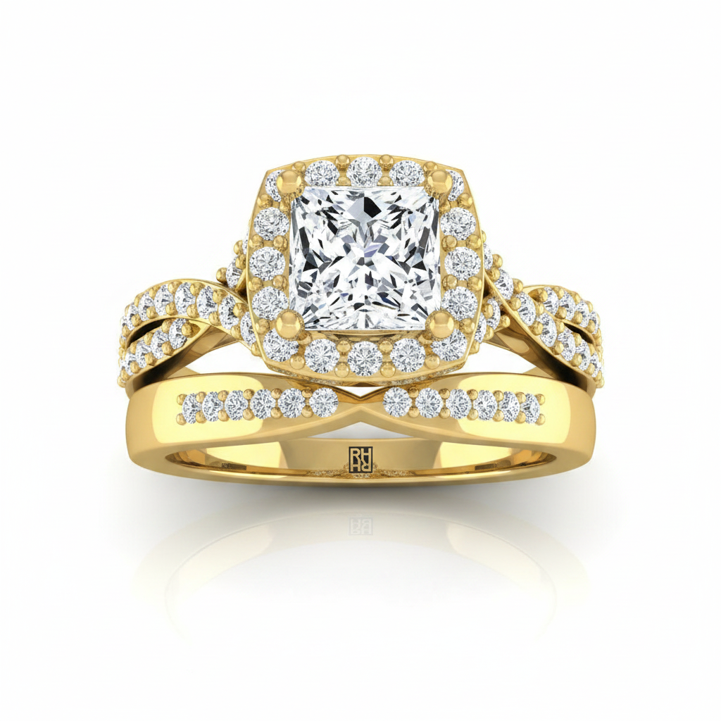 The Clementine Matching Wedding Band, Princess in 18K Yellow Gold