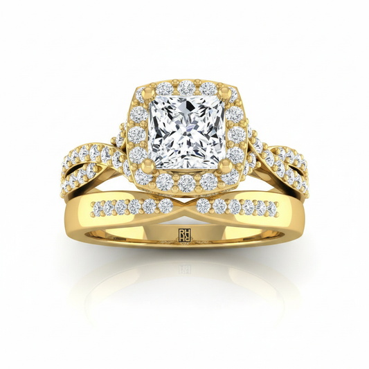 The Clementine Matching Wedding Band, Princess in 18K Yellow Gold