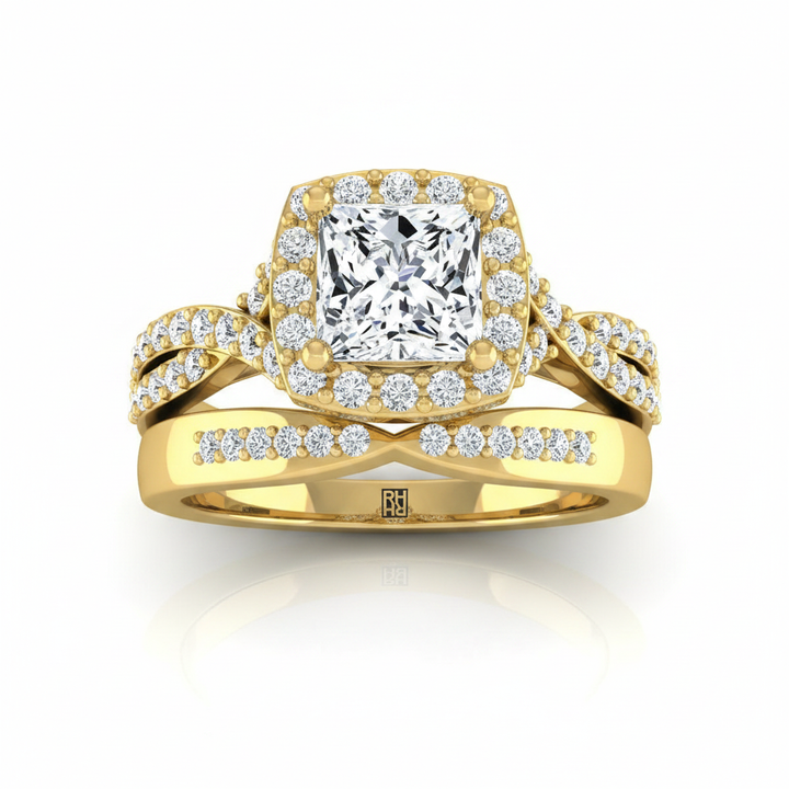 The Clementine Matching Wedding Band, Princess in 18K Yellow Gold | RockHer