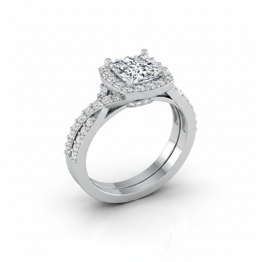The Clementine Matching Wedding Band, Princess in Platinum