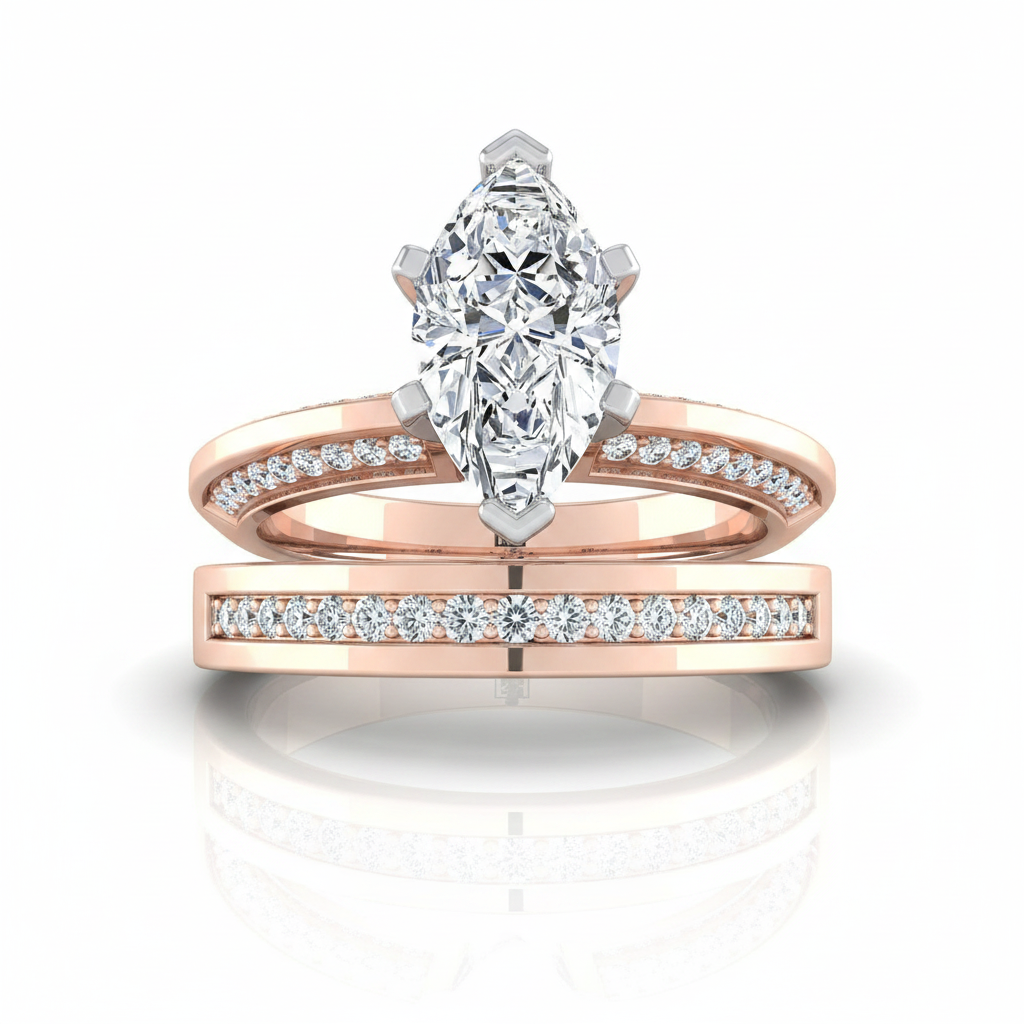 The Clover Matching Wedding Band, Marquise in 14K Rose Gold