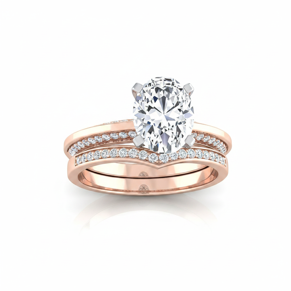 The Clover Matching Wedding Band, Oval in 14K Rose Gold