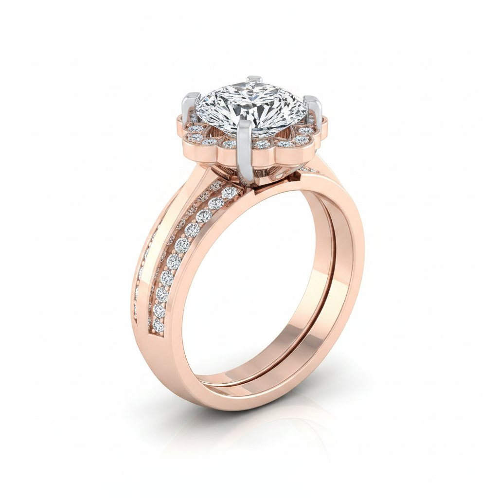 The Clover Matching Wedding Band, Pear in 14K Rose Gold