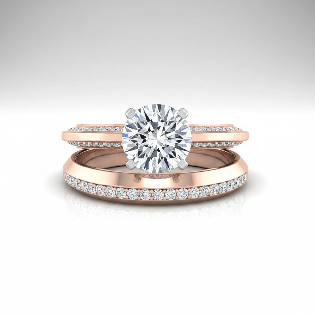 The Clover Matching Wedding Band, Round in 14K Rose Gold
