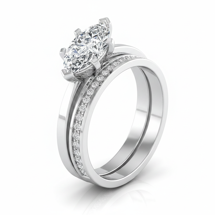 The Clover Matching Wedding Band, Marquise in 18K White Gold | RockHer