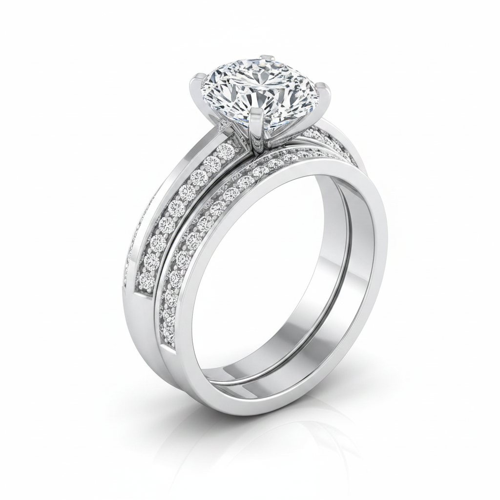 The Clover Matching Wedding Band, Oval in 18K White Gold