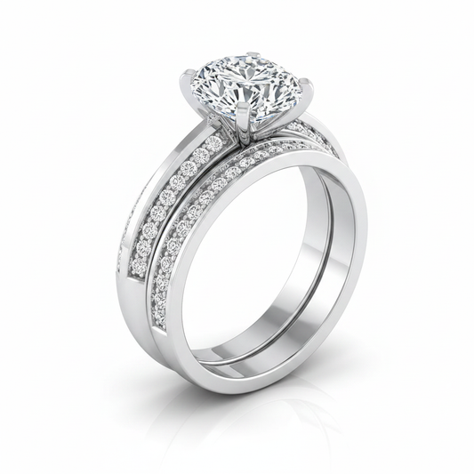 The Clover Matching Wedding Band, Oval in 18K White Gold