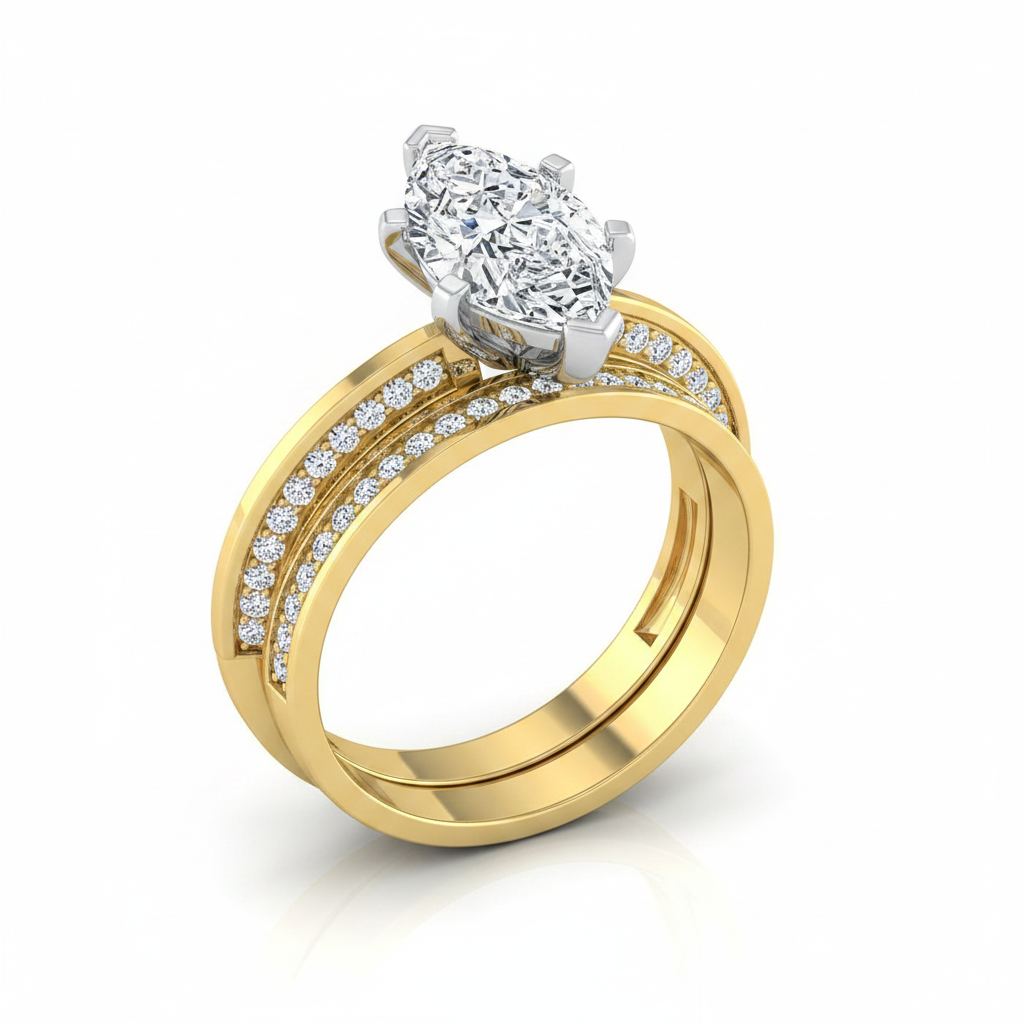 The Clover Matching Wedding Band, Marquise in 18K Yellow Gold