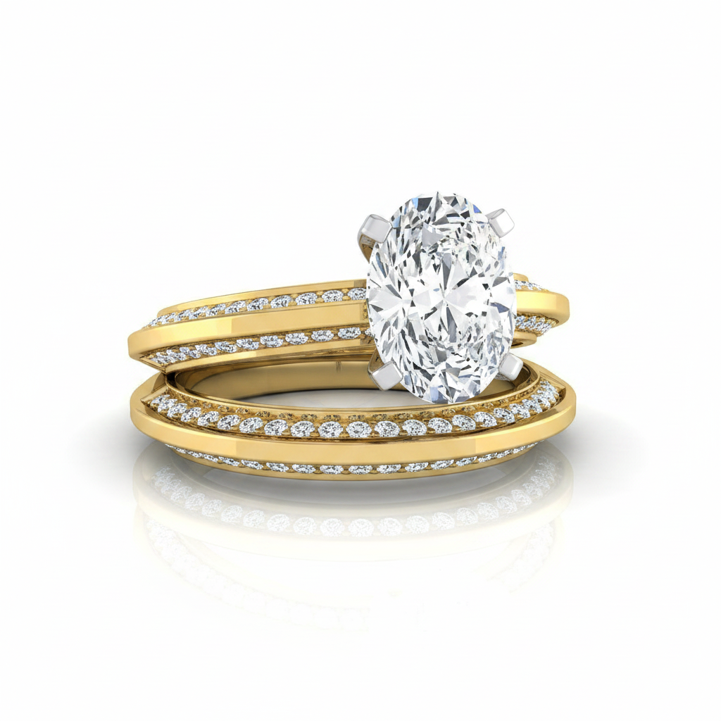 The Clover Matching Wedding Band, Oval in 18K Yellow Gold