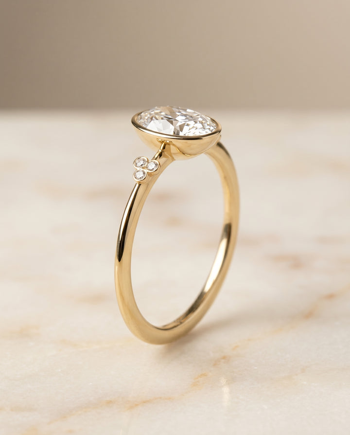 The Selena Toi et Moi Engagement Ring Setting for Oval Diamonds in 18K Yellow Gold