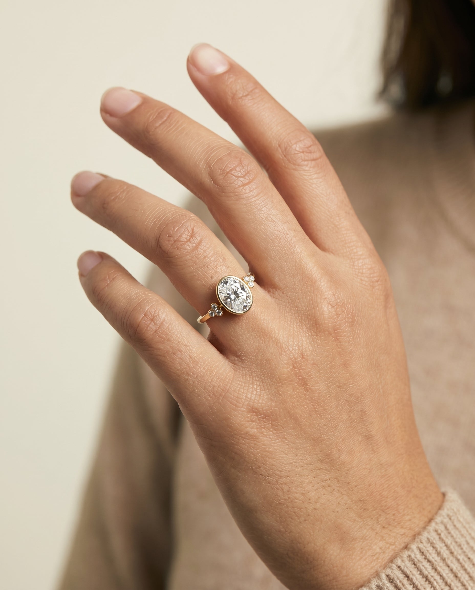 The Selena setting for oval diamonds, made to order in 18K Yellow Gold | RockHer