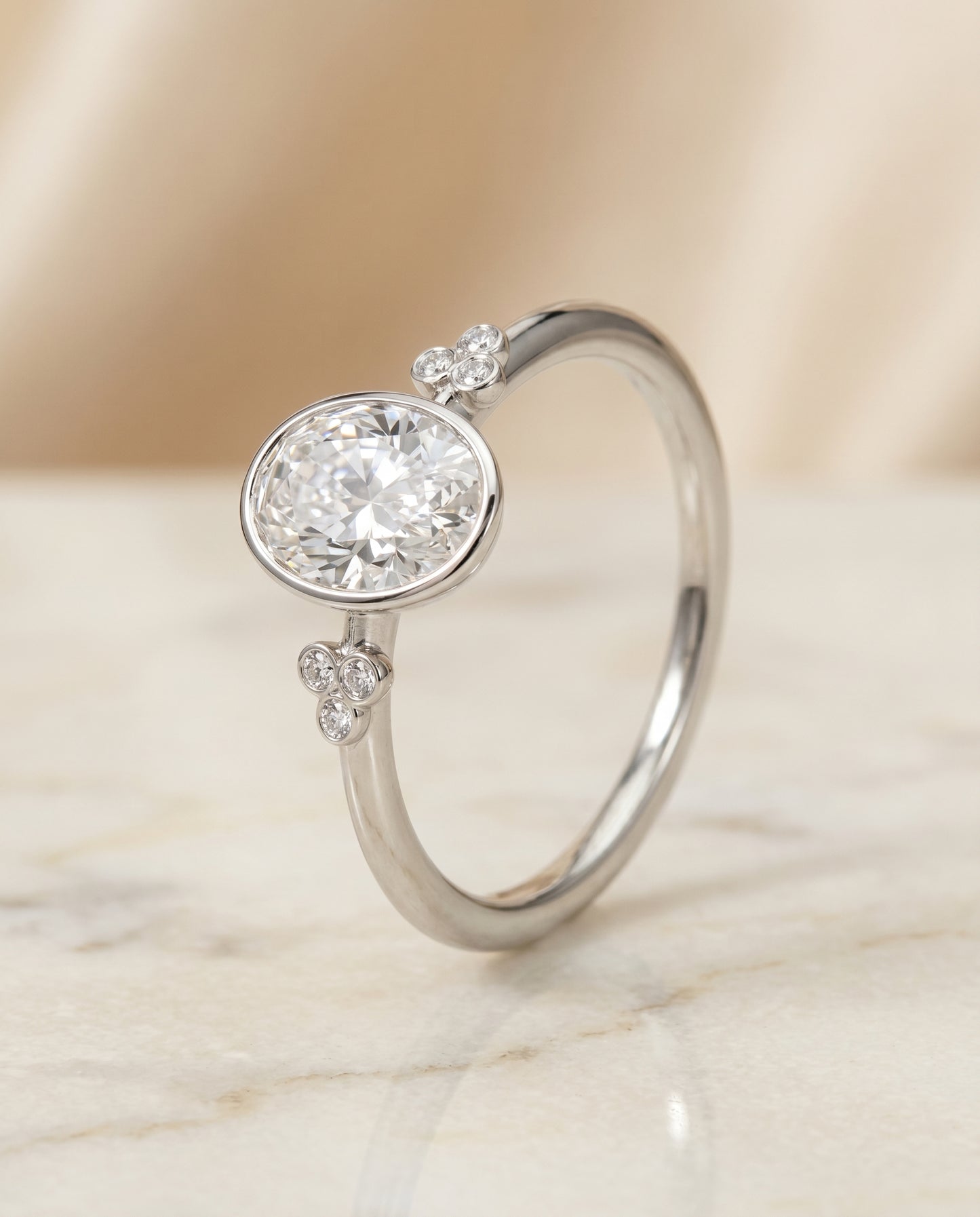The Selena Toi et Moi Engagement Ring Setting for Oval Diamonds in Platinum