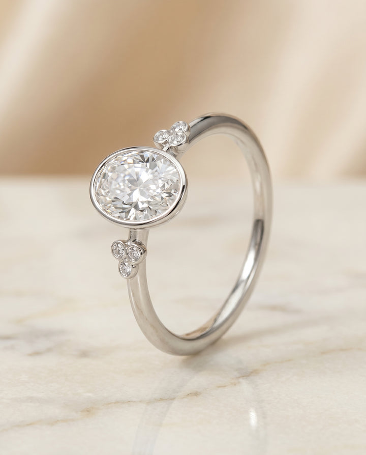 The Selena Toi et Moi Engagement Ring Setting for Oval Diamonds in Platinum