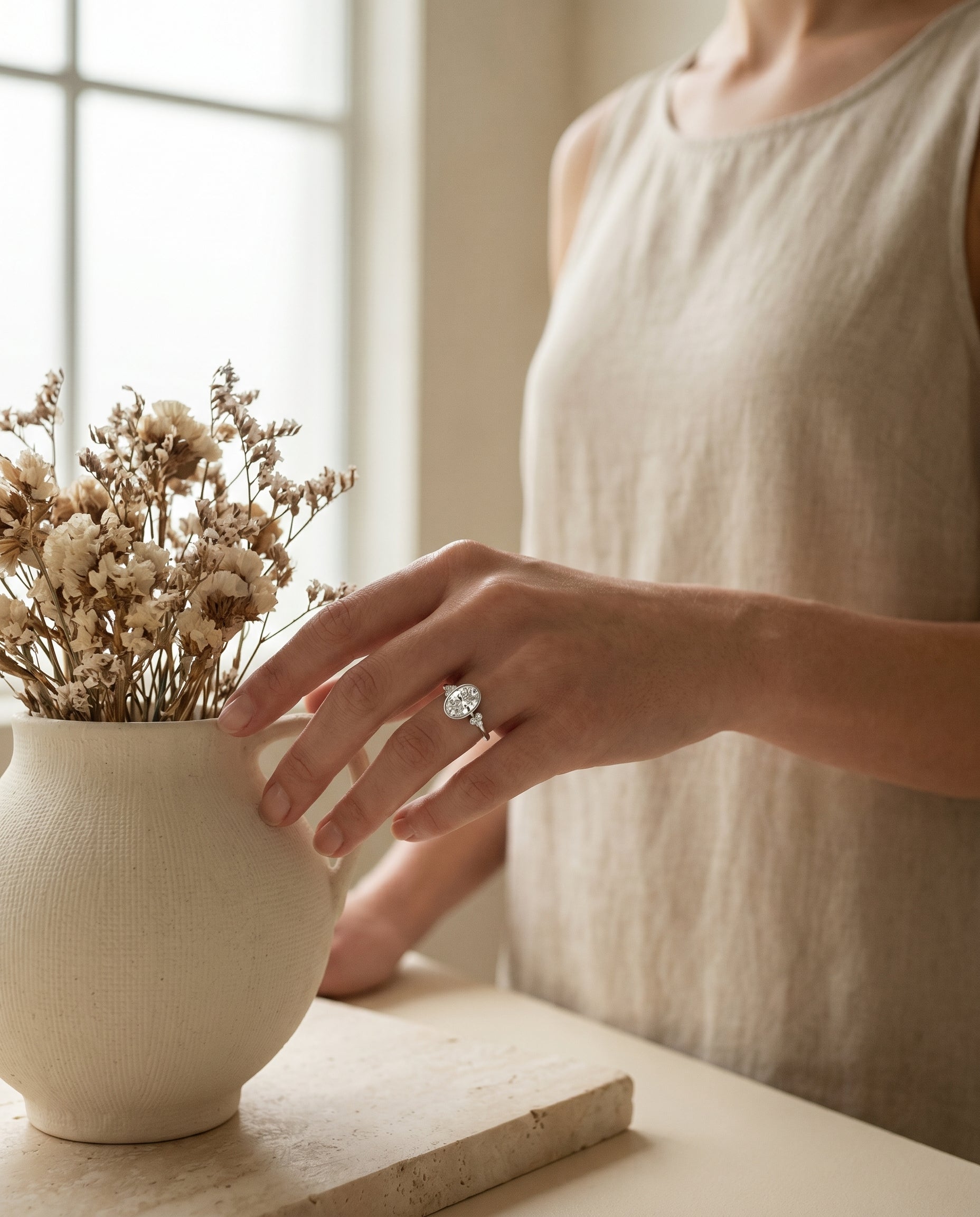 Made to order: The Selena oval engagement ring setting in 18K White Gold | RockHer