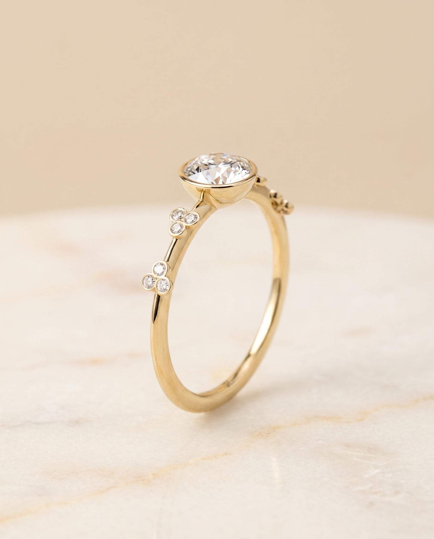 The Miley Bezel Solitaire Engagement Ring Setting for Round Diamonds in 18K Yellow Gold | RockHer