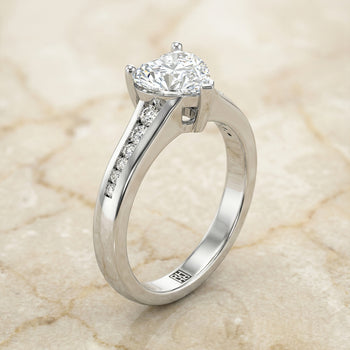 The Stevie Contemporary Channel Heart Engagement Ring Setting in 18K White Gold