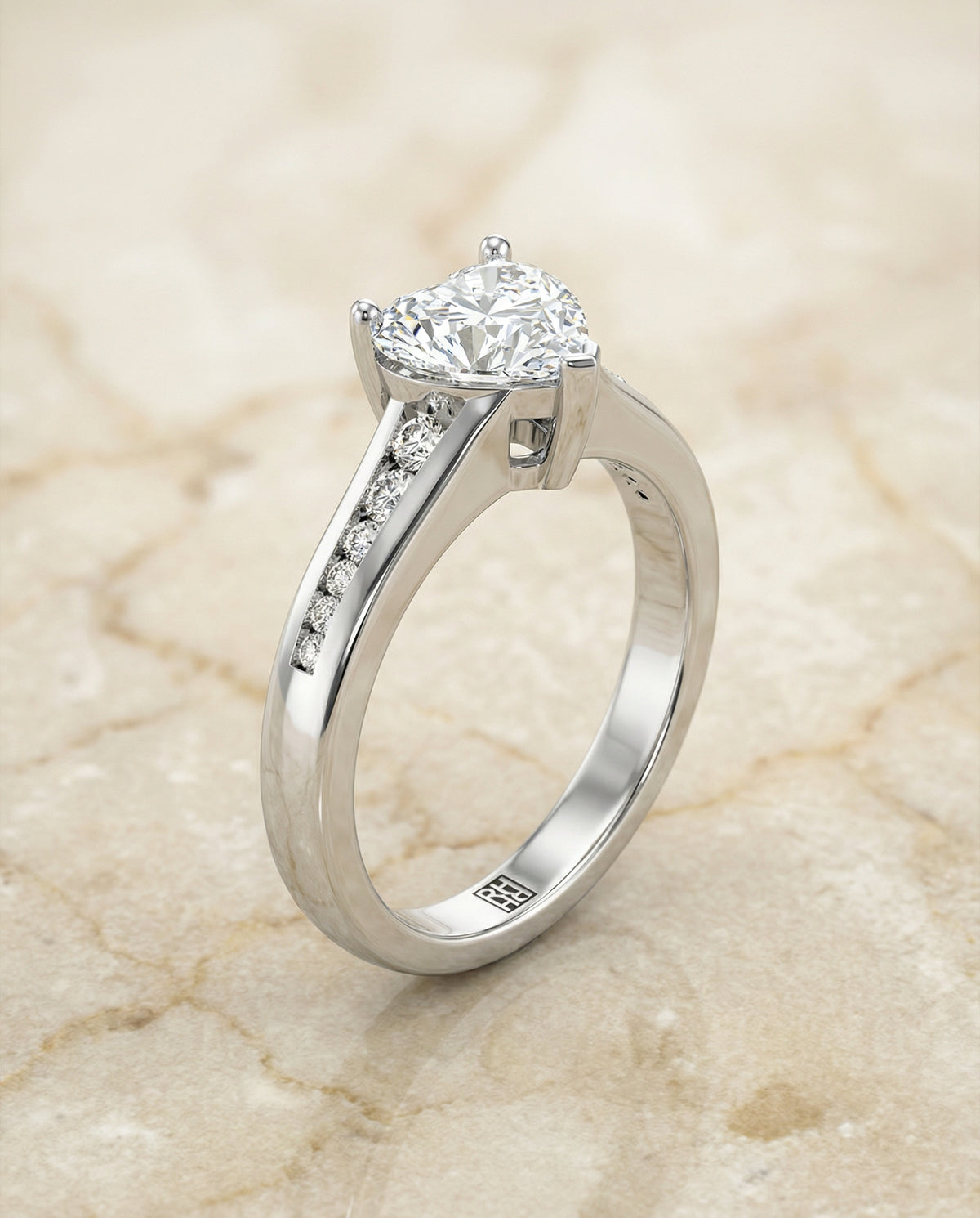 The Stevie heart engagement ring setting in Platinum | RockHer