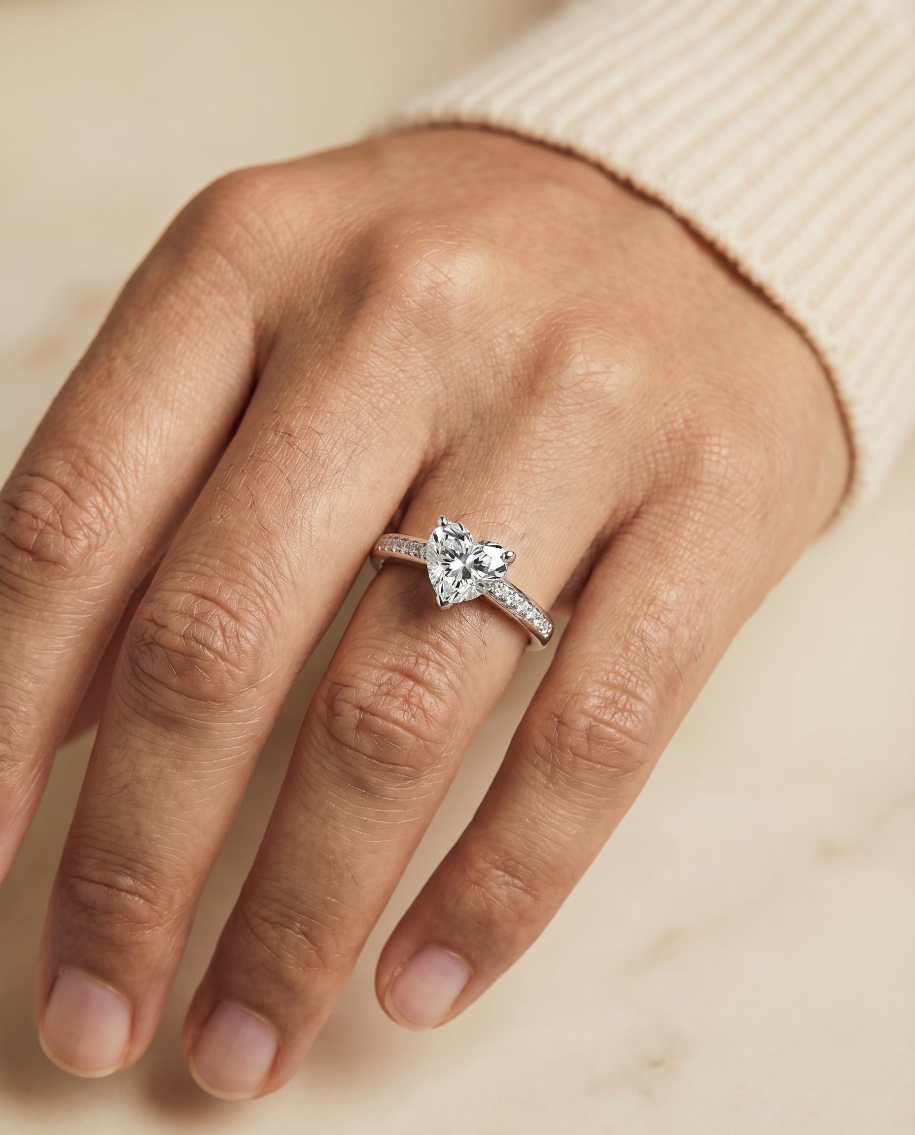 The Stevie setting for heart diamonds, made to order in Platinum | RockHer
