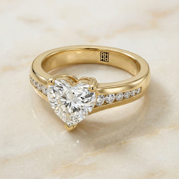 The Stevie Contemporary Channel Heart Engagement Ring Setting in 18K Yellow Gold