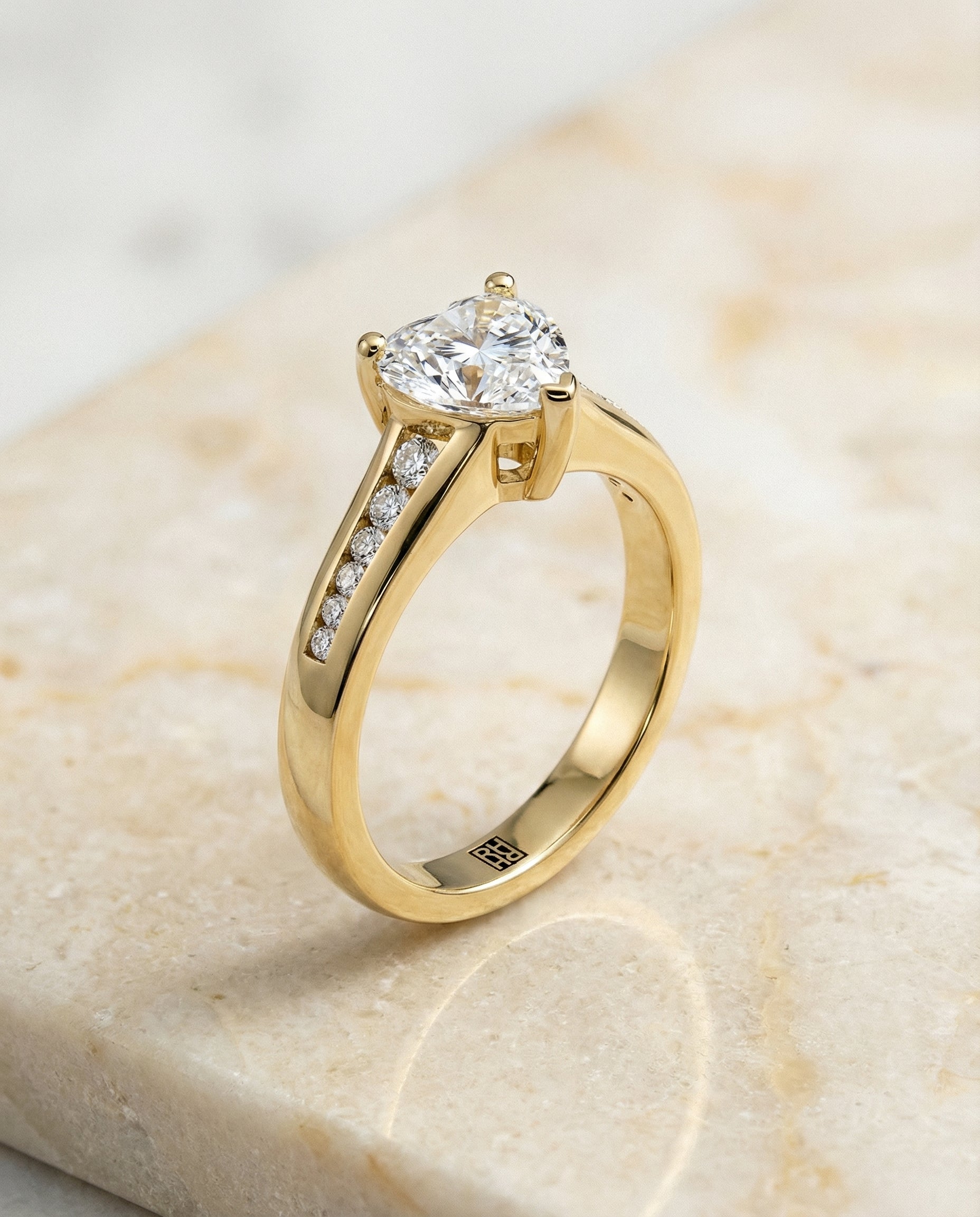 Contemporary Channel styling on The Stevie heart engagement ring setting | RockHer