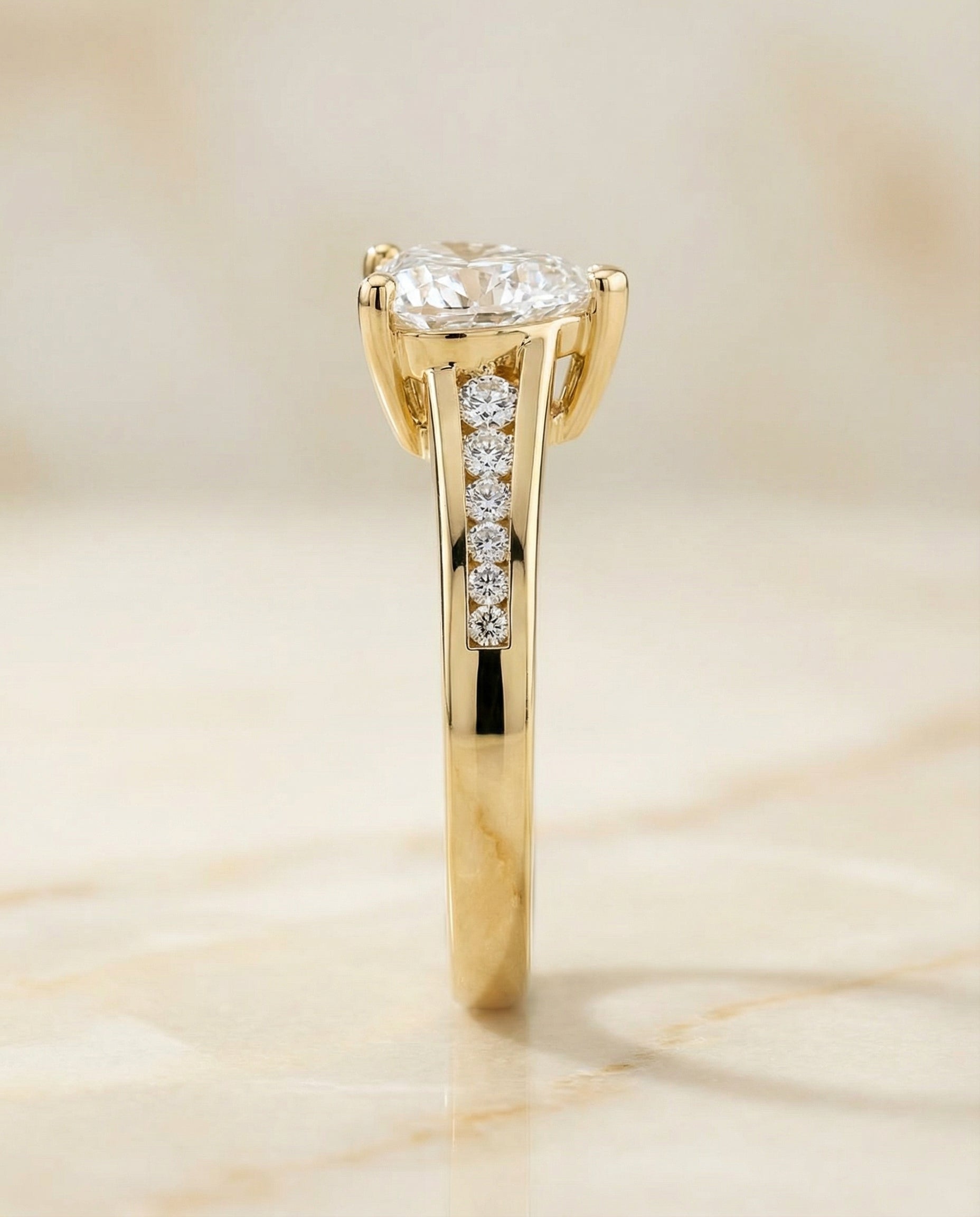 The Stevie contemporary channel engagement ring setting, shown in 18K Yellow Gold | RockHer