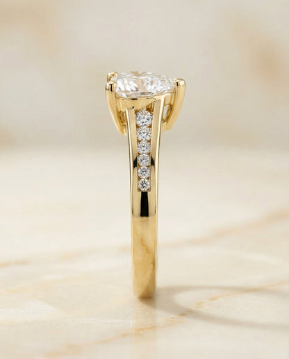 Stevie Select contemporary tapered channel heart shape heart shape ring in 14K Yellow Gold — side — RockHer