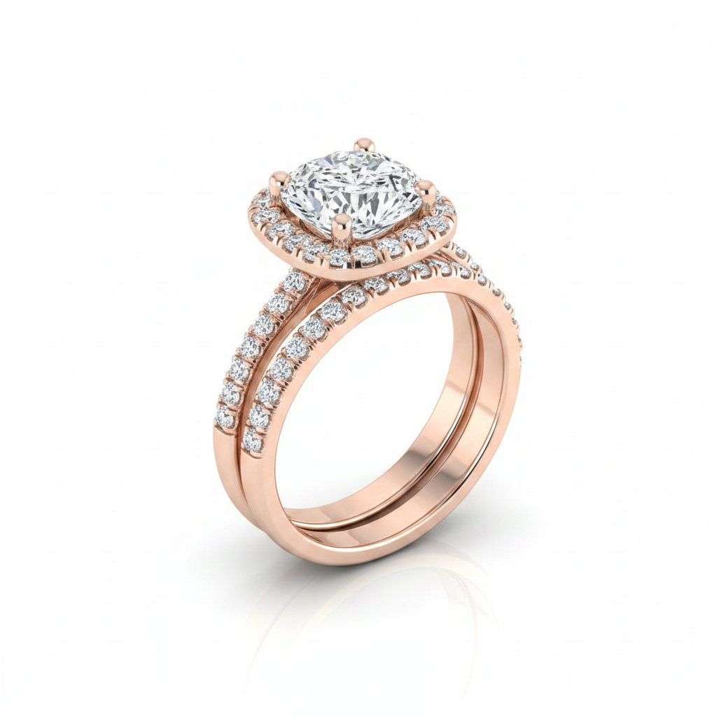 The Cosette Matching Wedding Band, Cushion in 14K Rose Gold