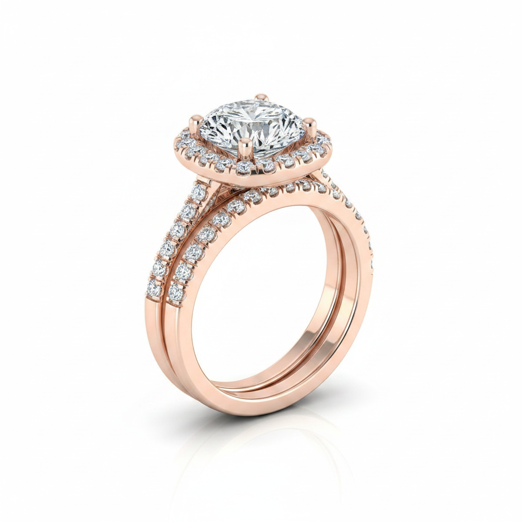 The Cosette Matching Wedding Band, Round in 14K Rose Gold