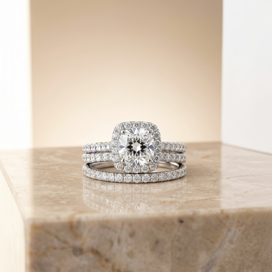The Cosette Matching Wedding Band, Cushion in 18K White Gold