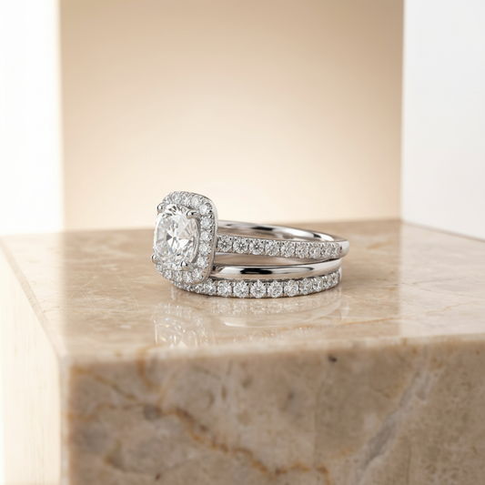 The Cosette Matching Wedding Band, Cushion in Platinum