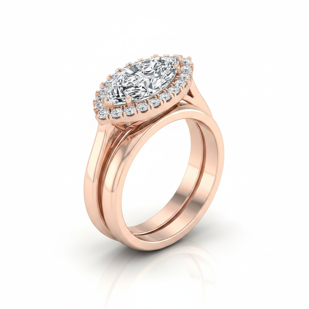 The Crimson Matching Wedding Band, Marquise in 14K Rose Gold