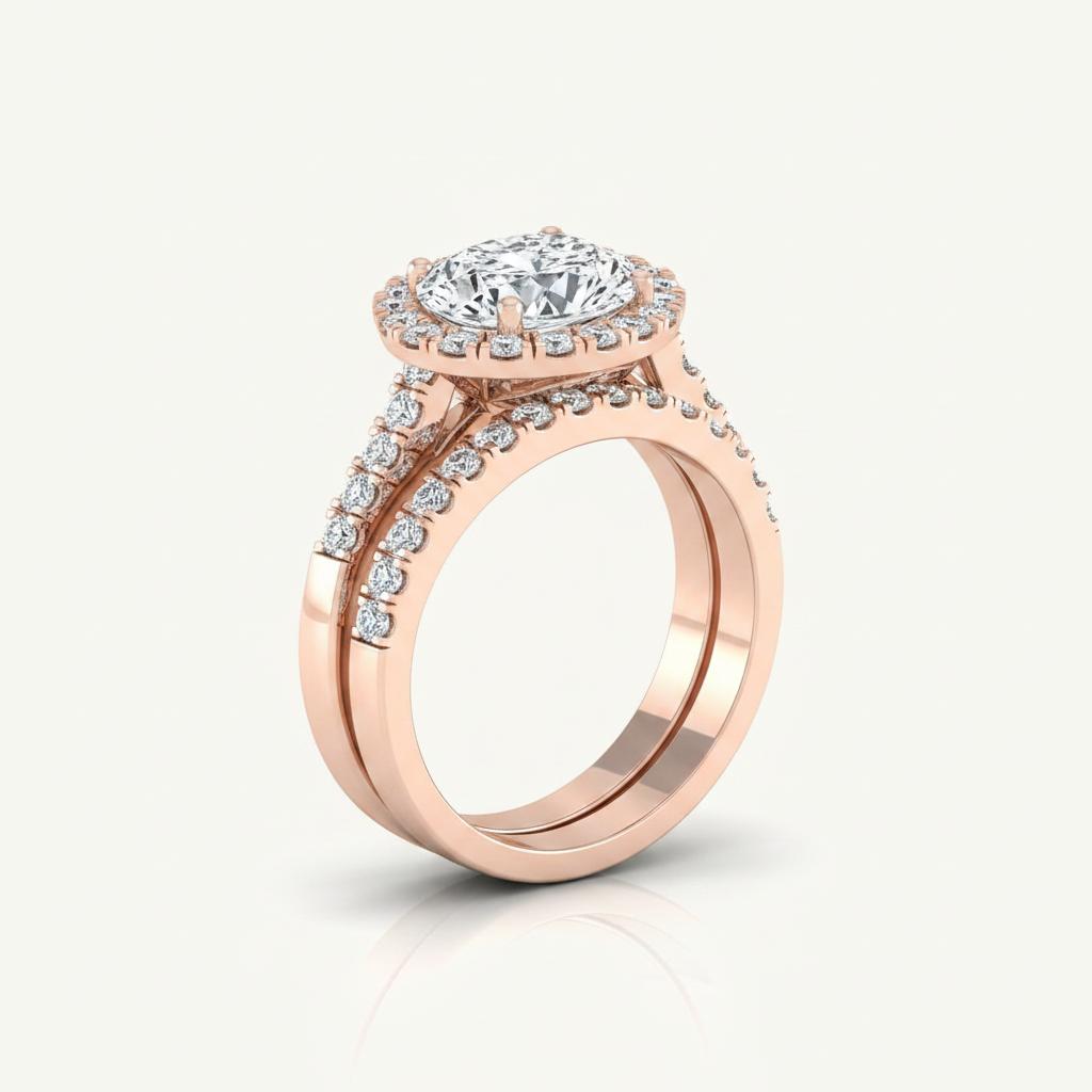 The Crimson Matching Wedding Band, Oval in 14K Rose Gold