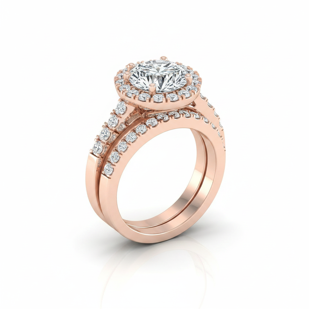 The Crimson Matching Wedding Band, Round in 14K Rose Gold