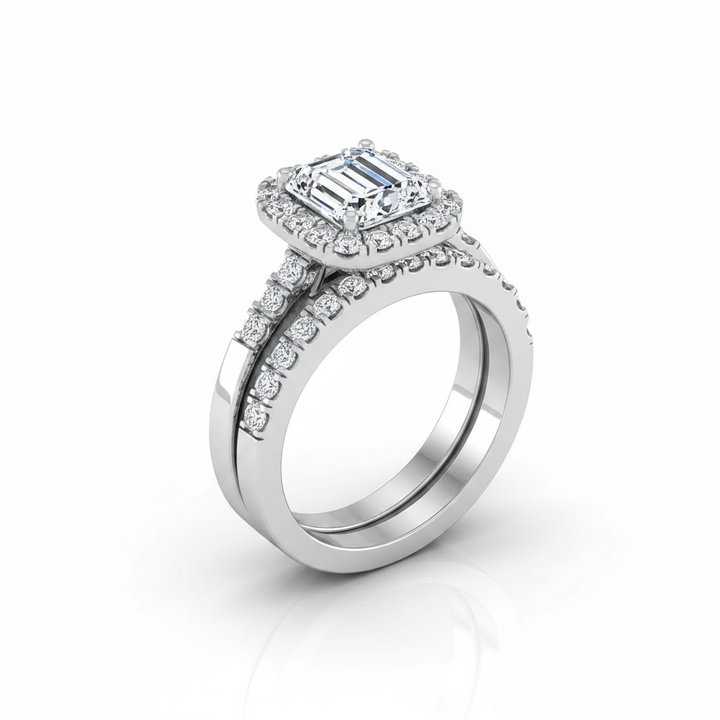 The Crimson Matching Wedding Band, Emerald in 18K White Gold | RockHer