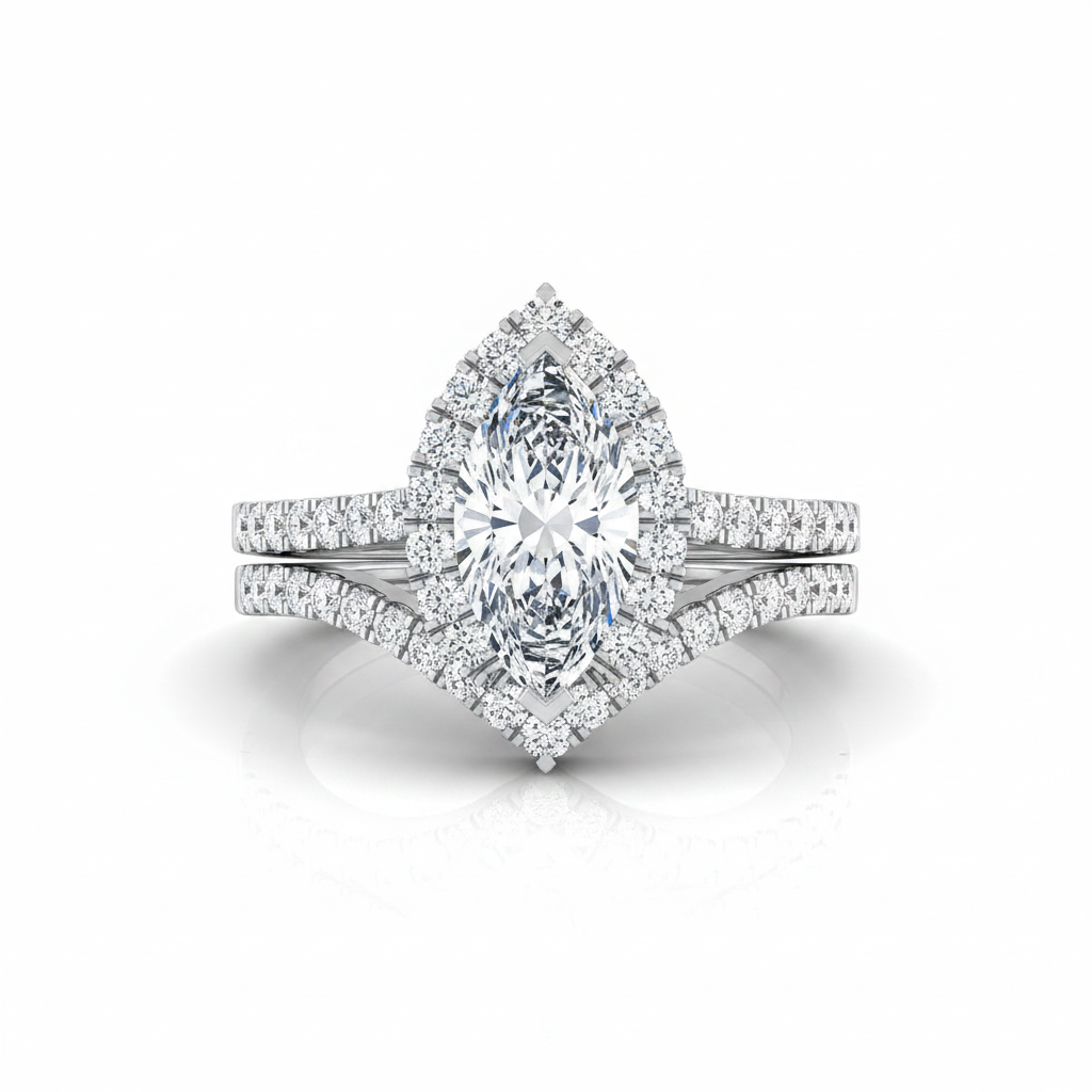 The Crimson Matching Wedding Band, Marquise in 18K White Gold