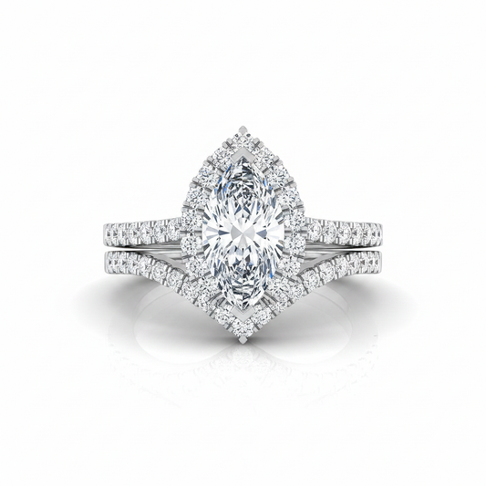The Crimson Matching Wedding Band, Marquise in 18K White Gold