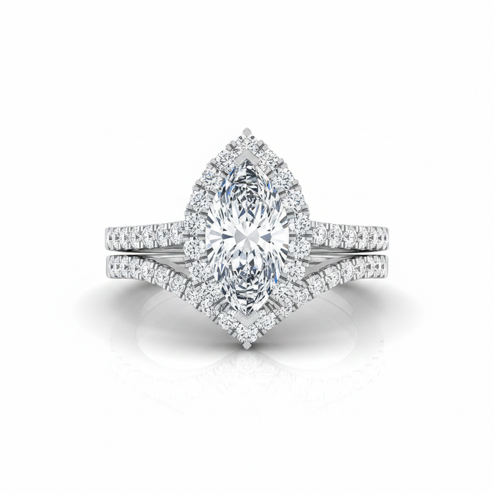 The Crimson Matching Wedding Band, Marquise in 18K White Gold | RockHer