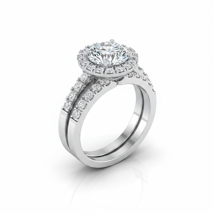 The Crimson Matching Wedding Band, Round in 18K White Gold | RockHer