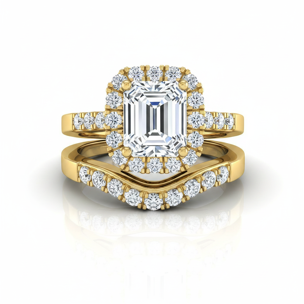 The Crimson Matching Wedding Band, Emerald in 18K Yellow Gold