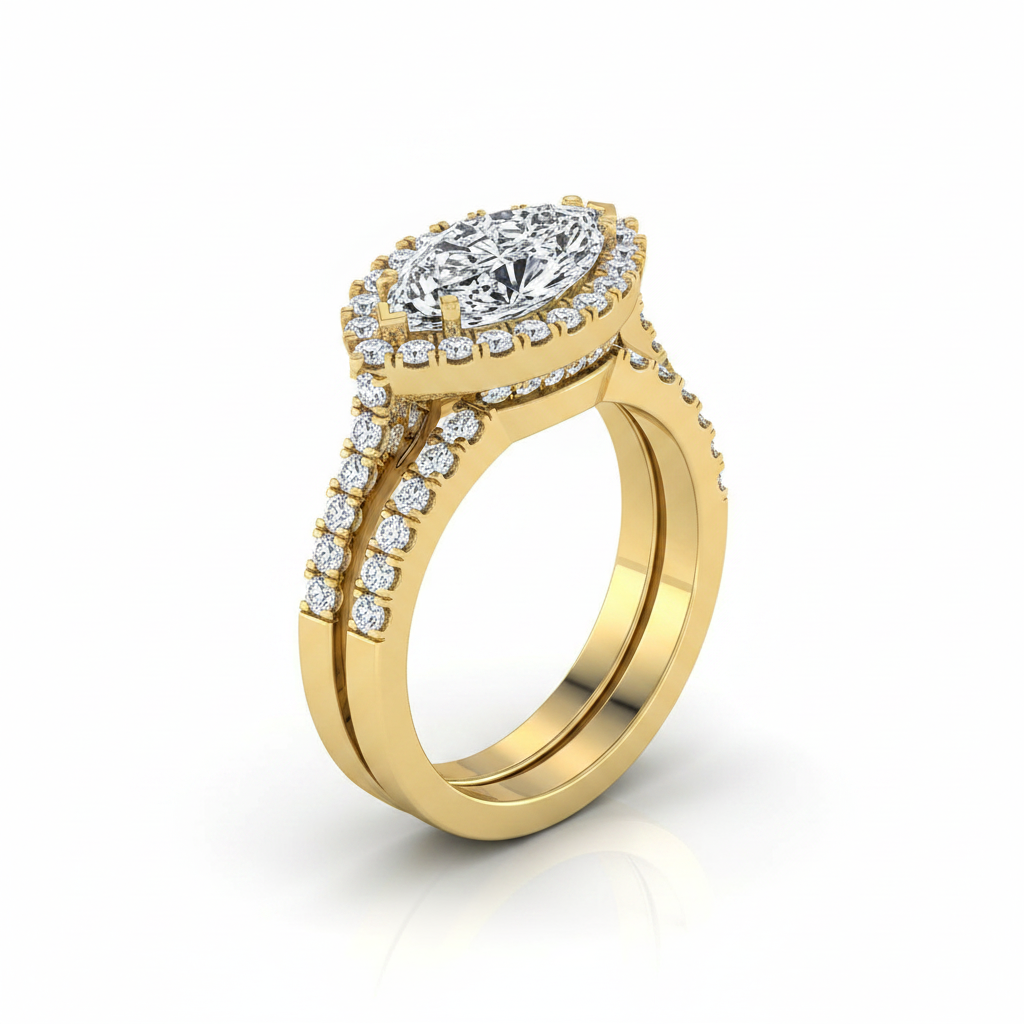 The Crimson Matching Wedding Band, Marquise in 18K Yellow Gold