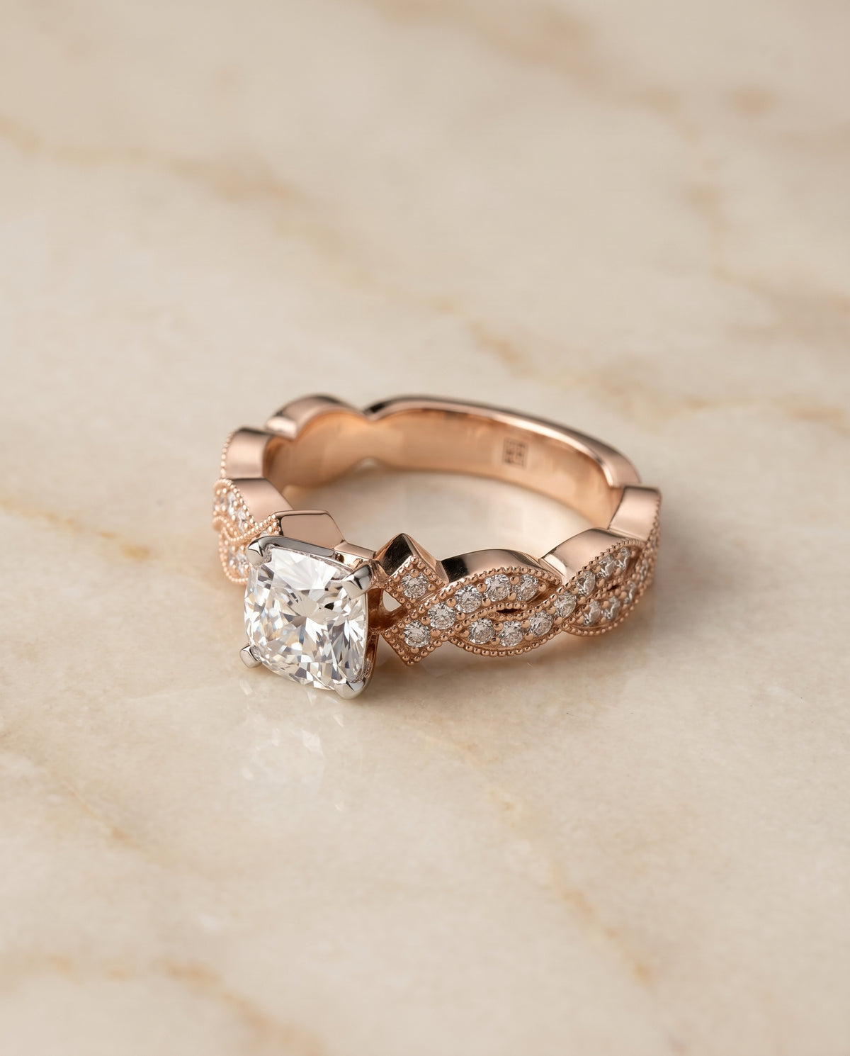 The Marie cushion engagement ring setting in 14K Rose Gold | RockHer