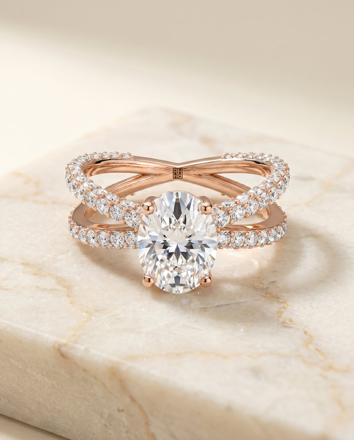The Sadie oval engagement ring setting in 14K Rose Gold | RockHer