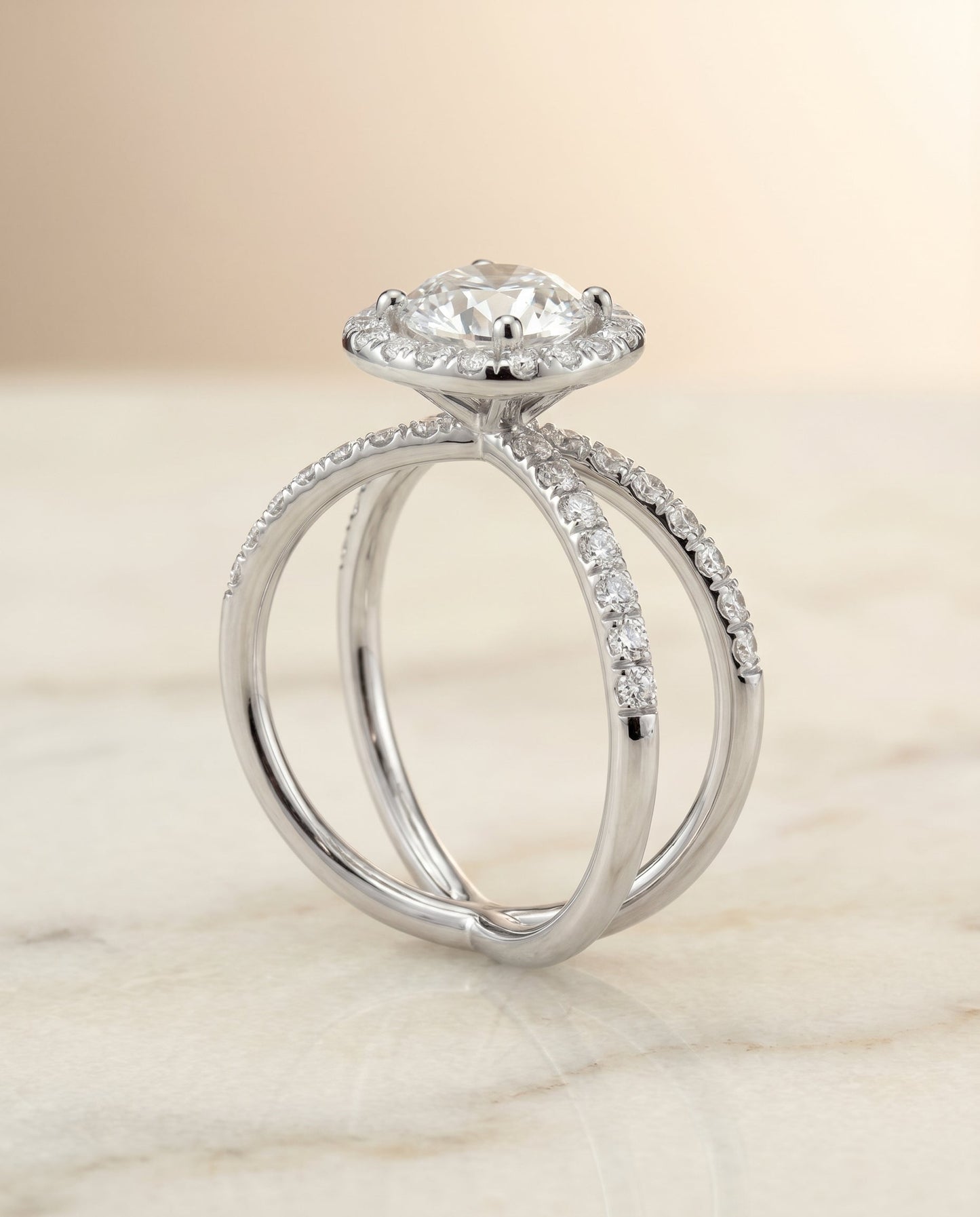 Joan Select Criss Cross Pave Halo Cushion in 18K White Gold – view 6