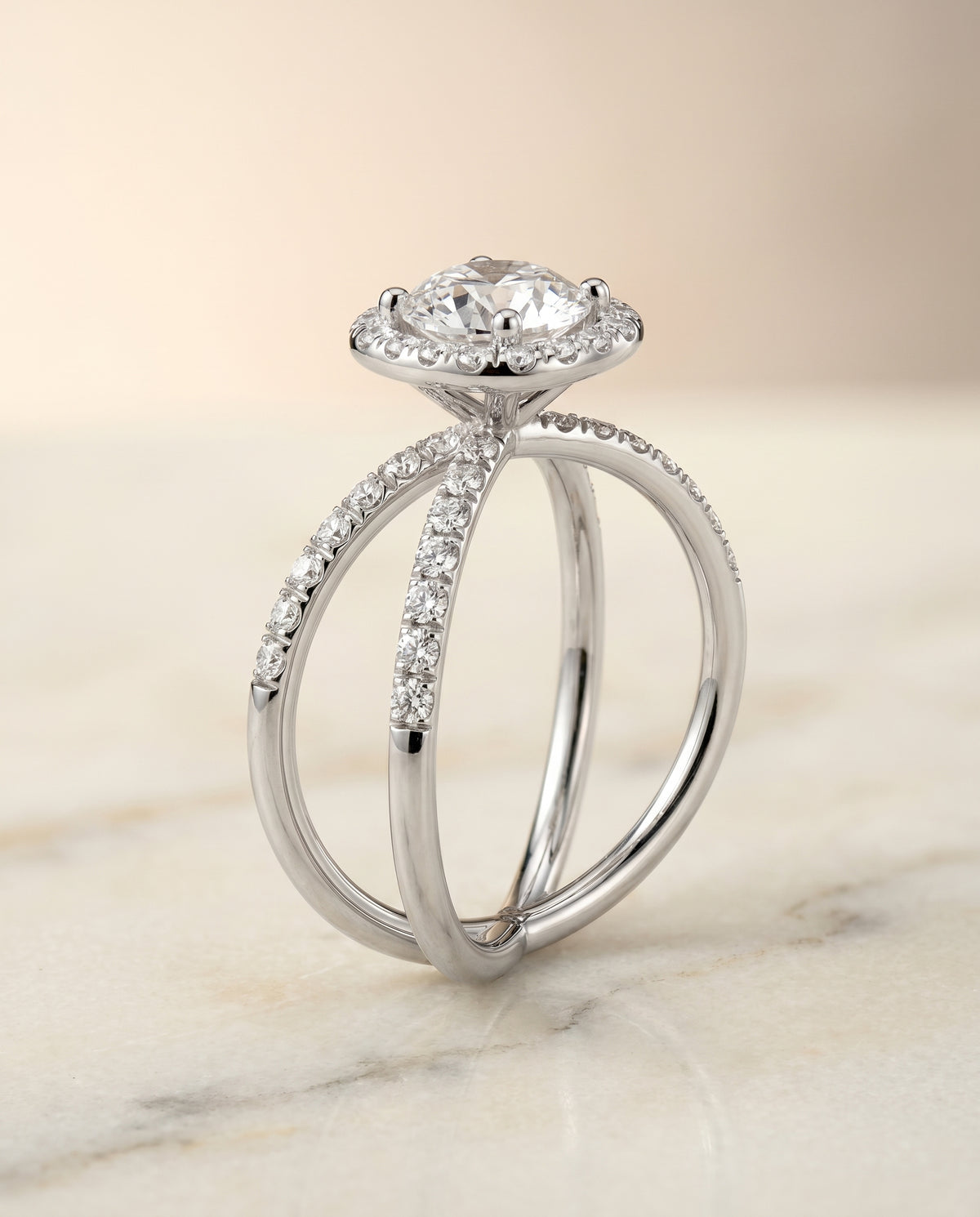 The Joan round engagement ring setting in Platinum | RockHer