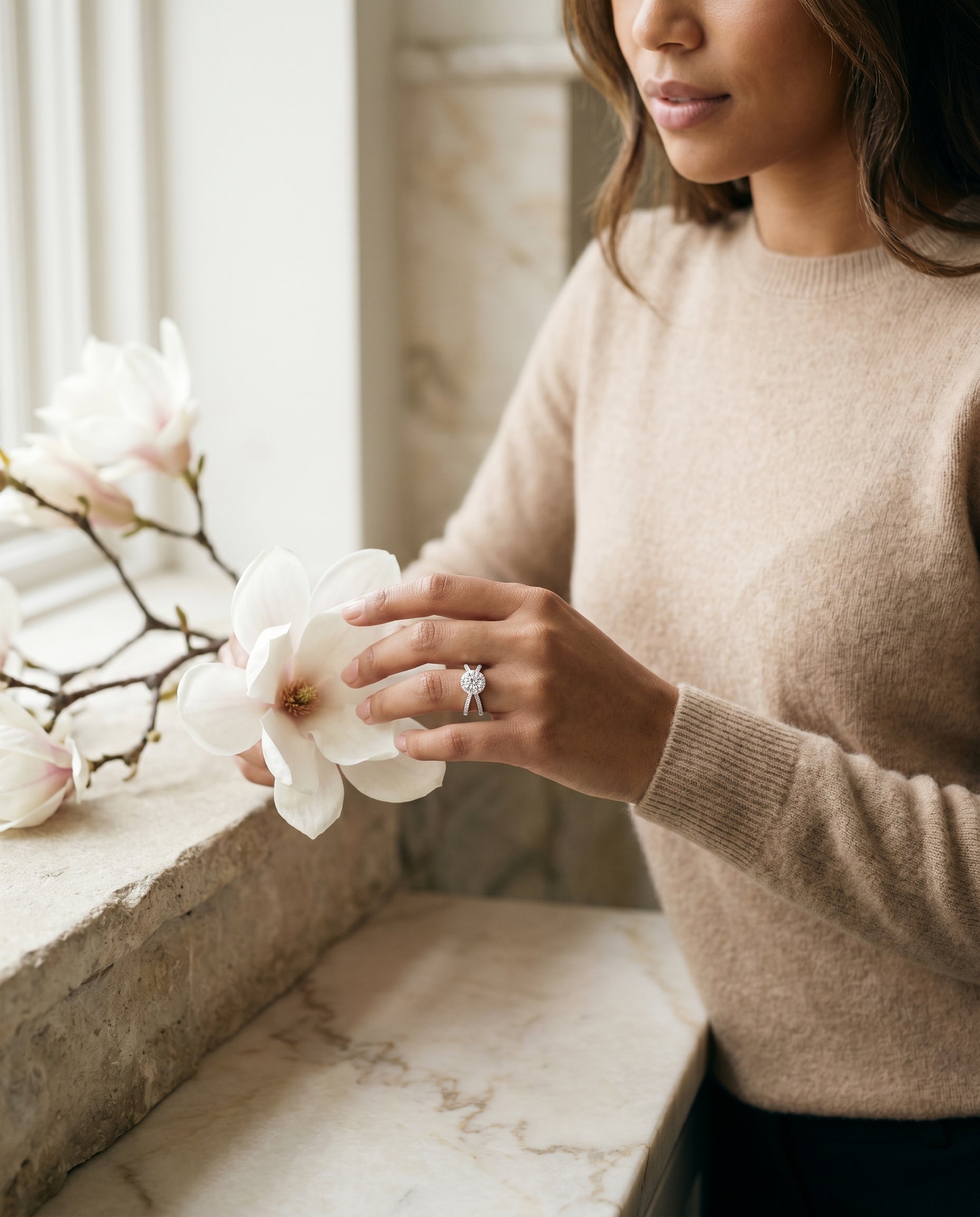 Made to order: The Joan round engagement ring setting in Platinum | RockHer