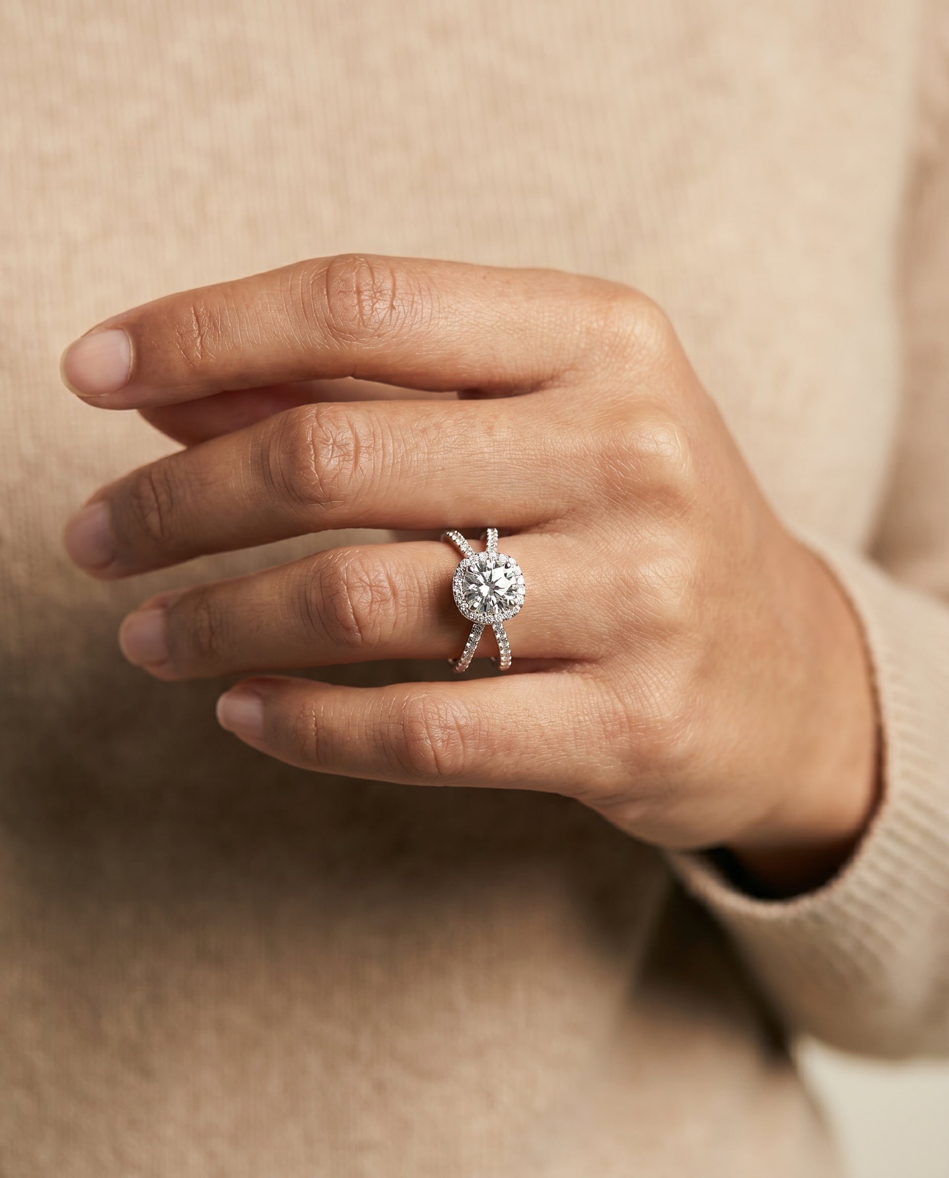 The Joan setting for round diamonds, made to order in Platinum | RockHer