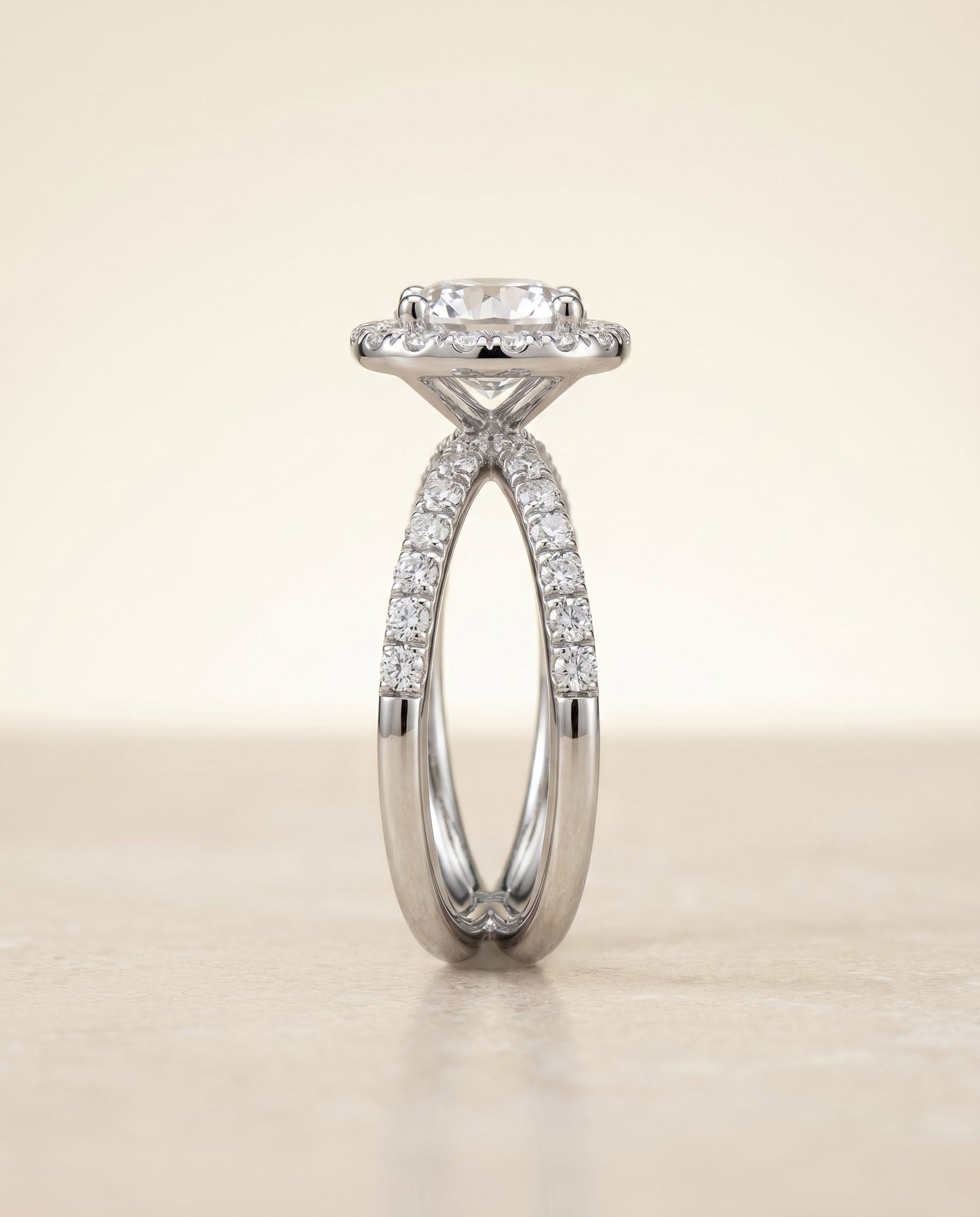 Joan Select Criss Cross Pave Halo Cushion in 18K White Gold – view 2