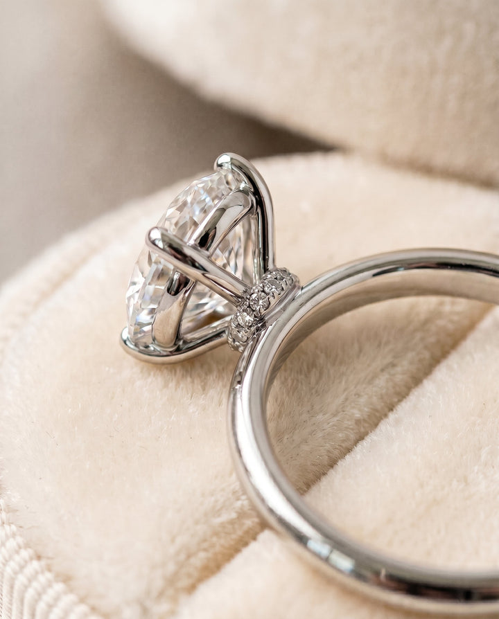 Cyndi Select Curved Hidden Halo Solitaire Oval in 14K White Gold – view 4